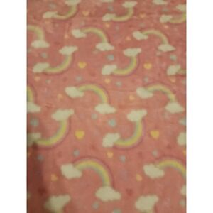 Baby Starters Rainbow Hearts Blanket Pink Yellow White Clouds Security Lovey